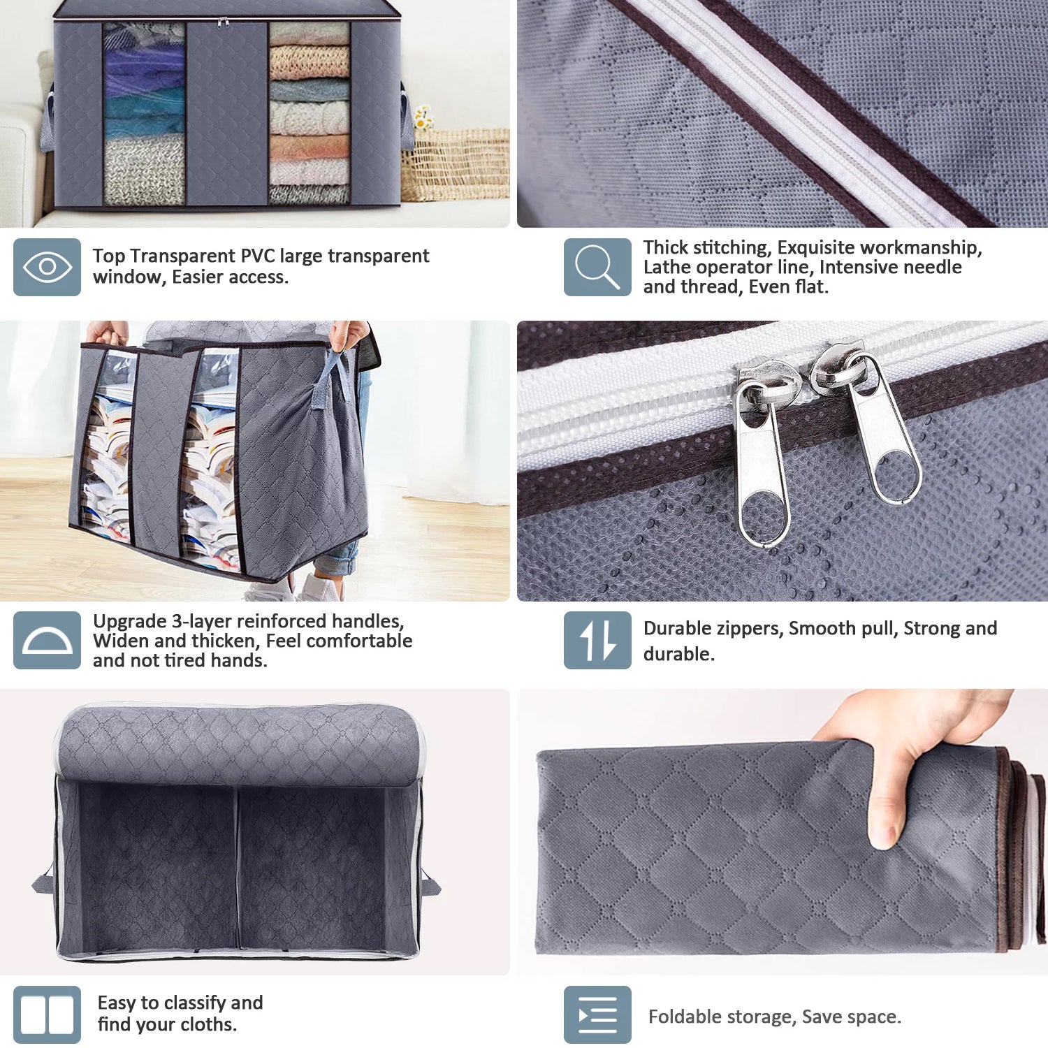 6262 Storage bag with Zipper and Space Saver Comforter bag, Pillow, Quilt, Bedding, Clothes, Blanket Storage Organizer Bag with Large Clear Window and Carry Handles for Closet. DeoDap 6262 Storage bag with Zipper and Space Saver Comforter bag, Pillow, Quilt, Bedding, Clothes, Blanket Storage Organizer Bag with Large Clear Window and Carry Handles for Closet. DeoDap